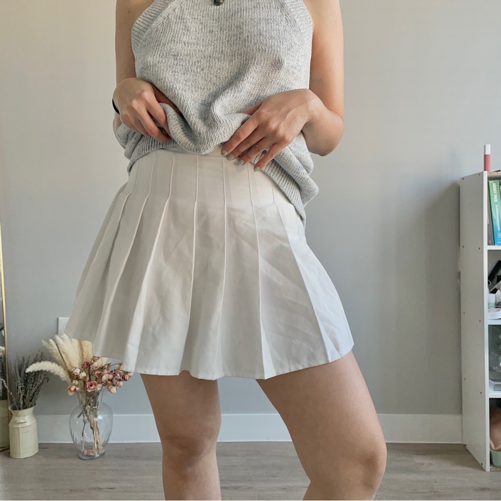 Pleated White Mini Skirt, Tennis Skirt